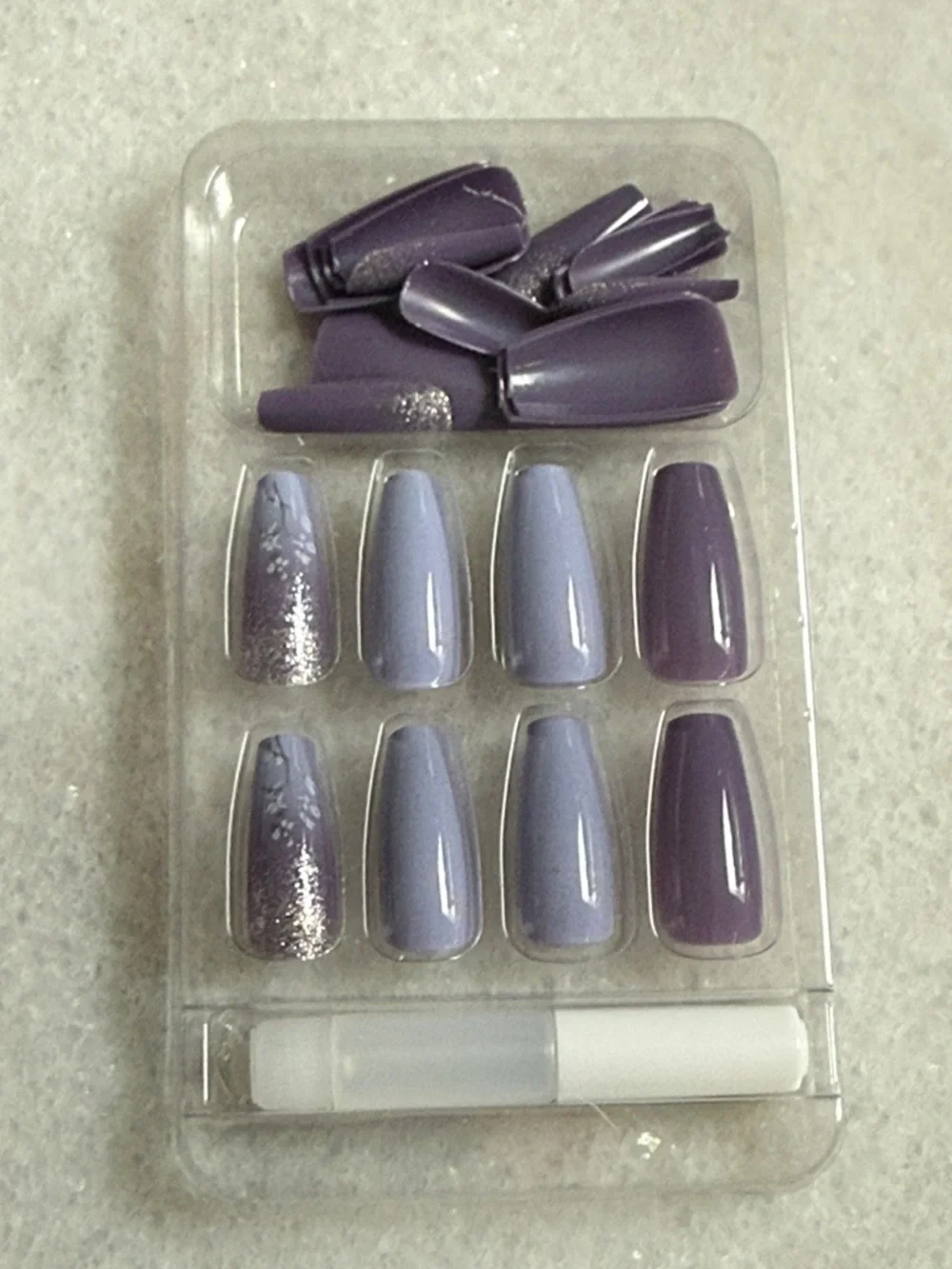 Unbranded Nail Set - Purple Ombre Press-On Nails 24pcs New